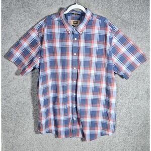 The Foundry Supply Co Button Down Shirt Mens Size 2XLT Red Blue Plaid Pocket